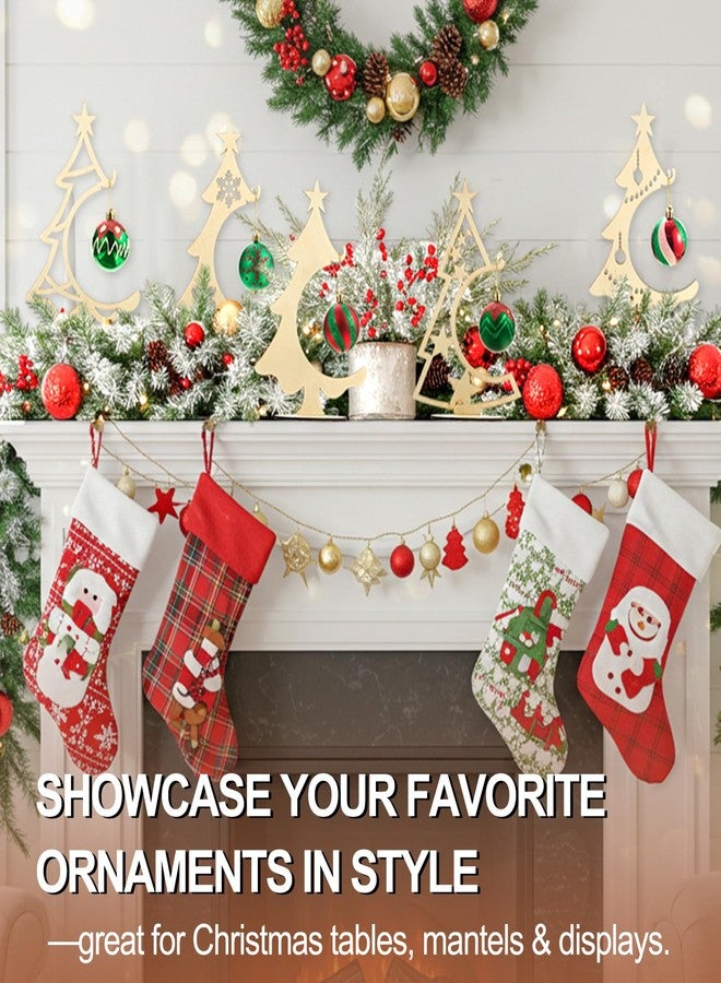 Dunzoom 10 Pcs 10.7Inch Christmas Ornament Display Tree 5 Styles Wooden Stand for Baubles Christmas Tree Shaped Display Stand Holder Tabletop Decor for DIY Coloring Ornament Holder Holiday Party - Image 4